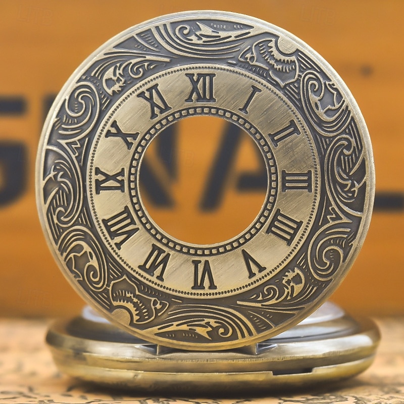 Bronzové vintage náhrdelníkové kapesní hodinky Římské pamětní velké s otevřeným předními chatelaine quartz kapesní hodinky top visící hodiny 2025 - $19.99 –P8