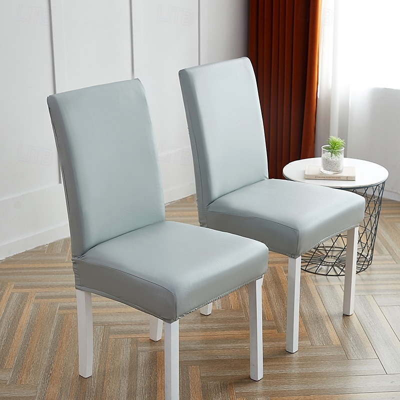 1/2/4/6 pz. Coprisedia in pelle PU impermeabile antiolio, coprisedia da pranzo elasticizzato, coprisedile tinta unita per soggiorno, cucina, casa del 2025 a $25.99 –P19