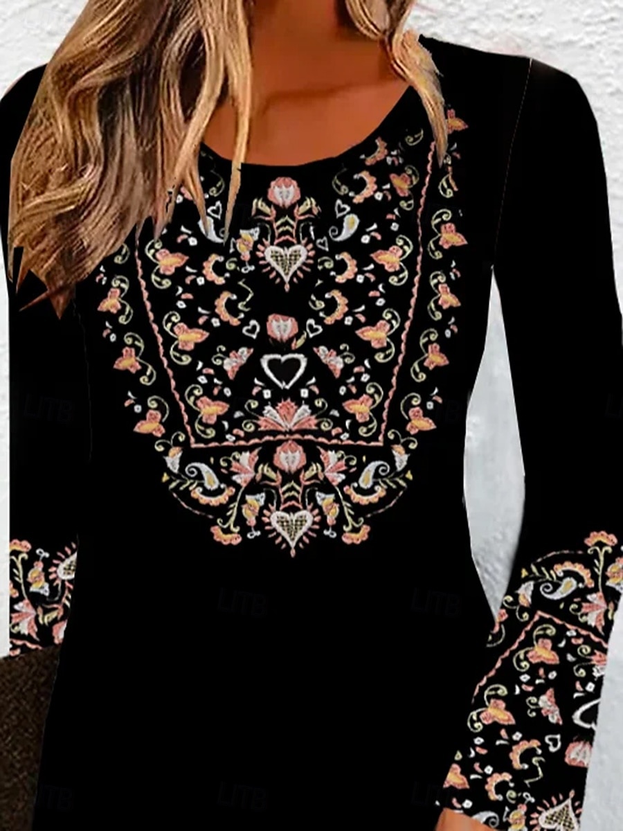 Damen Minikleid Casual kleid Sweatkleid Brautkleider schlicht Täglich Regular Fit Graphic Langarm Rundhalsausschnitt Schwarz Herbst Winter 2025 - $23.99 –P2
