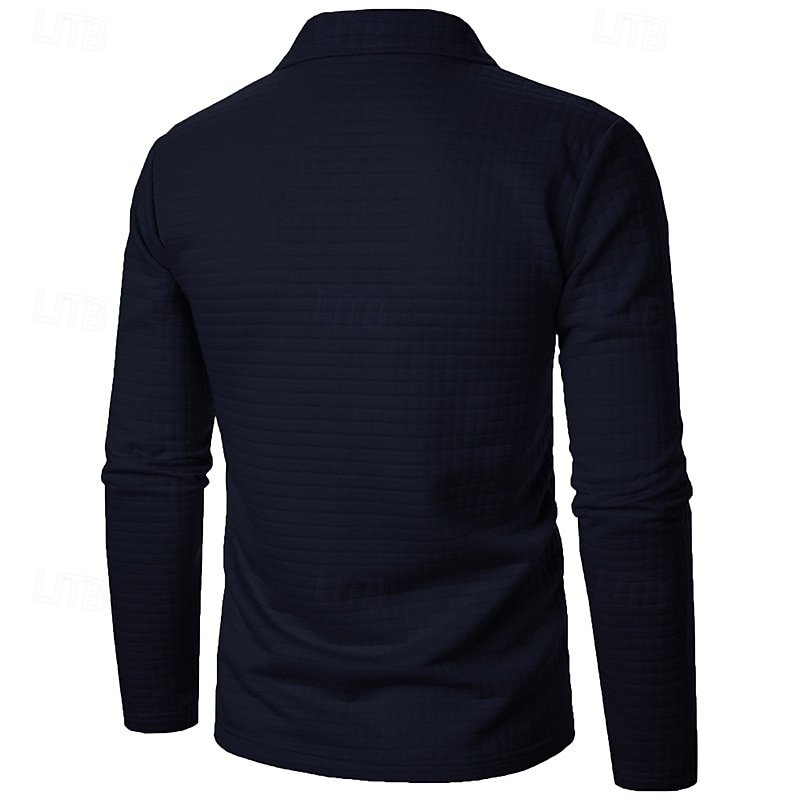 Férfi Gofris pólóingek Quarter Zip Polo Napi Szabadság Negyed irányítószám Hosszú ujj Divat Modern Sima Tavasz Ősz Normál Fekete Fehér Bor Sötétkék Khakizöld Katonai zöld Gofris pólóingek 2025 - $16.49 –P6