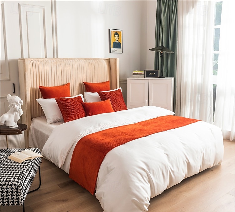 Sänglöpare sängsjaal sammet dekorativ sängsjaal för hem hotell sängöverdrag sjalar skydd modern solid sänglöpare för foten av säng hem sovrum sängklädesdekoration 2025 - $13.99 –P8