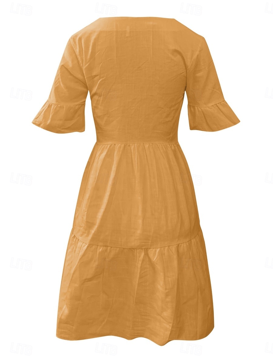Damen Minikleid Weißes Kleid Casual kleid Rüschenkleid Kleid mit Puffärmeln Basic Brautkleider schlicht Urlaub Täglich Regular Fit Glatt Ärmellos V Ausschnitt Weiß Gelb Blau Sommer 2025 - $21.99 –P9