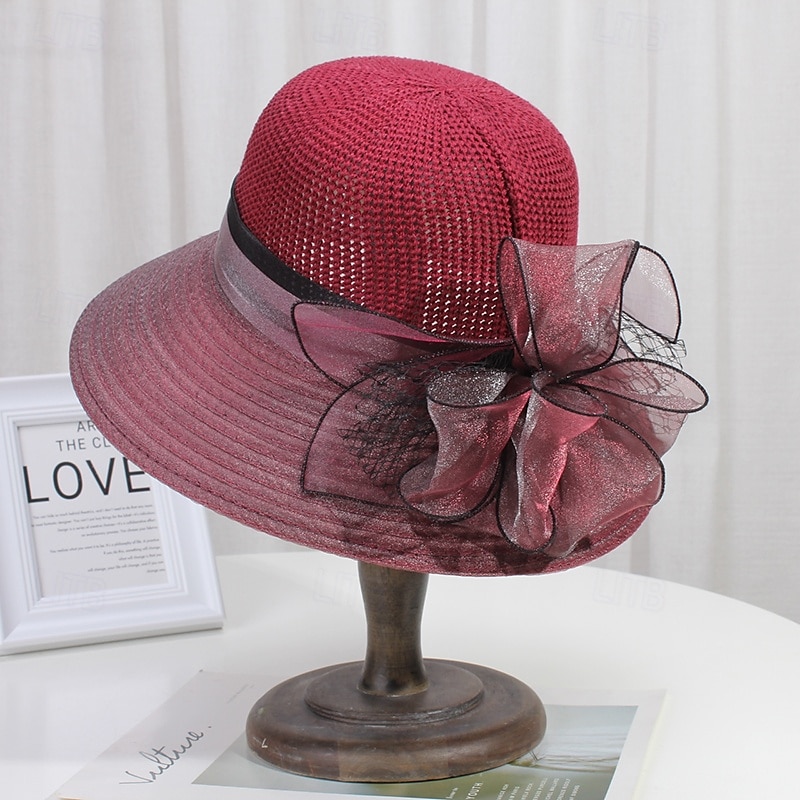 Women Organza Kentucky Derby Hat Fascinators Bucket Bowler Hat for Tea Party Bridal Wedding Church Dress Hat Sun Cap 2026 - $14.99 –P11