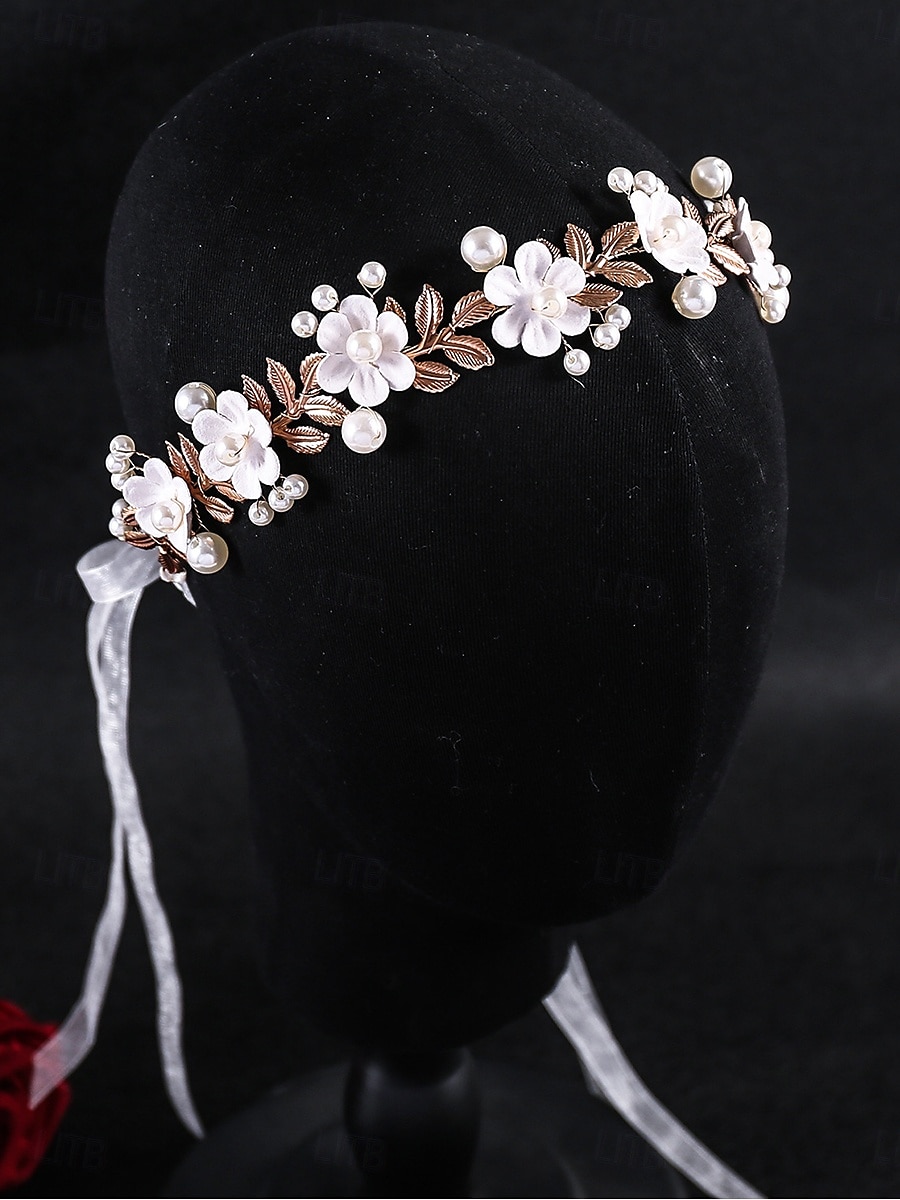 pannebånd Tøy Bryllup Elegant Årgang Med Perle Blomster Hodeplagg Hodeplagg 2025 - $19.99 –P6