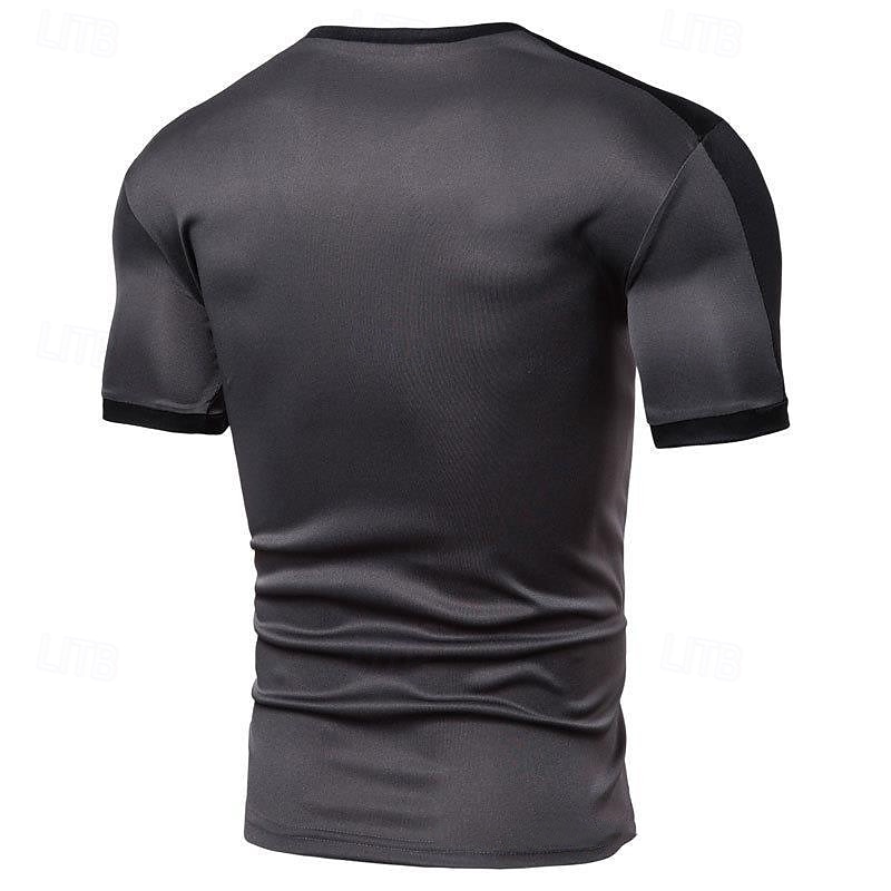 Herren T-Shirt mit Knöpfen T Shirt T-Shirt Kurzarmshirt Kurzarm V Ausschnitt Sommer Frühling Farbblock Mode Designer Basic Knöpfe Urlaub Straße Ausgehen Schwarz Weiß Wein Top T-Shirt für Herren 2025 - $10.99 –P4