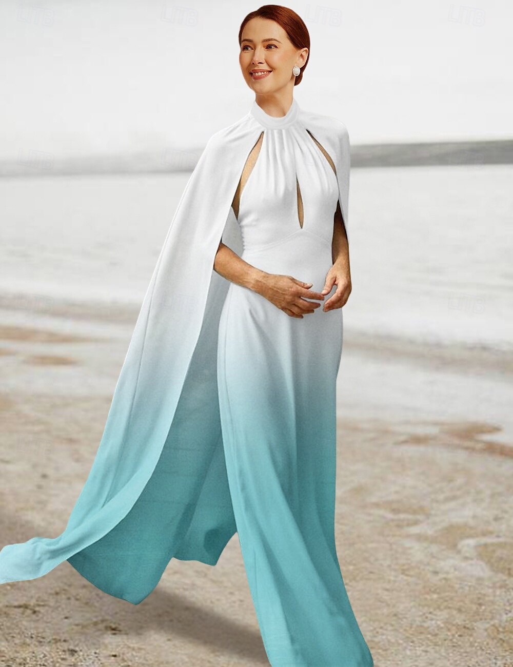 A-Linien Kleid Mutter der Braut Elegant Halterneck Bodenlang Abnehmbar Chiffon Ärmellos mit Raffung 2025 - $160.99 –P1