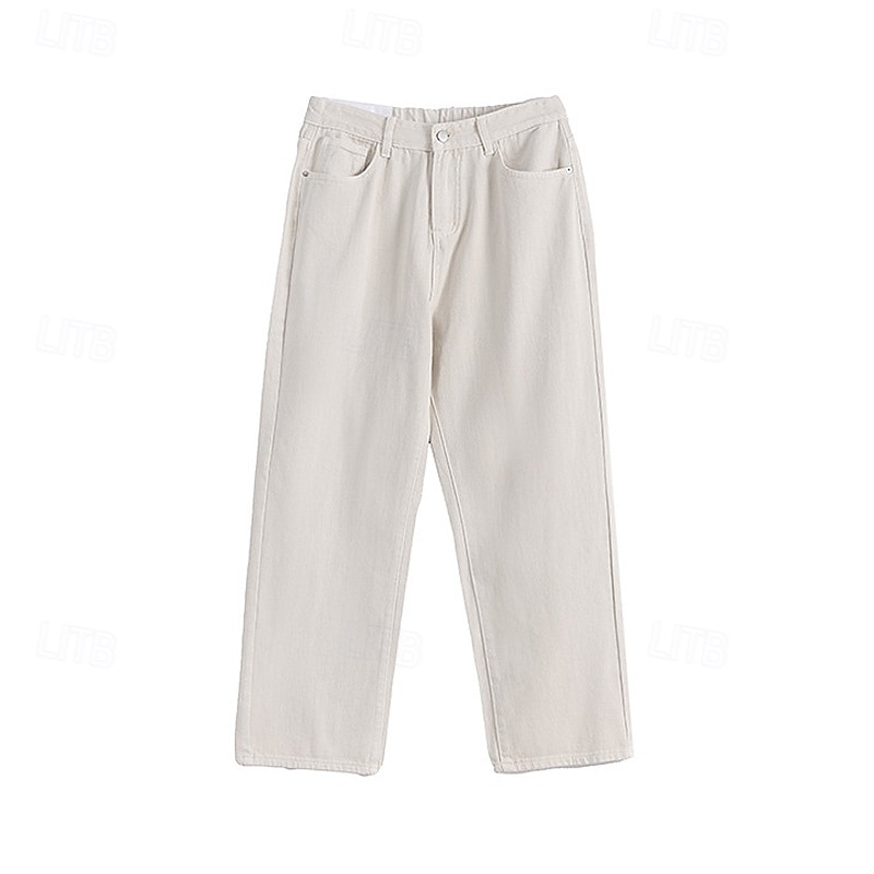 Homme Pantalon chino Boutons Avec Poches Jambe Droite Couleur Unie Longueur complète Extérieur Vacances Occasionnel Élégant Vacances Kaki clair Noir Micro-Élastique de 2025 ? $39.99 –P10
