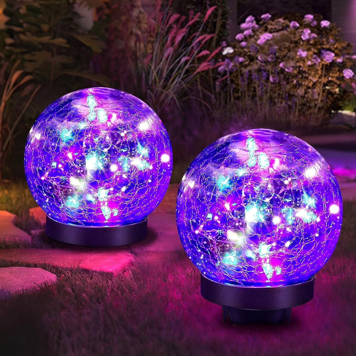 2 Pcs 12CM-35Lets Outdoor Solar Cracked Glass Ball Ground Plug in Light Courtyard Garden Lawn Path Wedding Festival Atmosphere Decorative Light 2026 - $29.99 –P11
