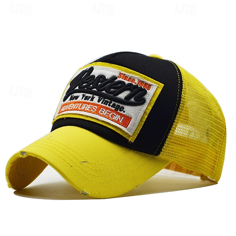 Men's Baseball Cap Sun Hat Trucker Hat Mesh Cap Black Yellow Cotton Adjustable Fashion Daily Wear Festival Letter Embroidery Casual / Daily 2025 - $7.99 –P7