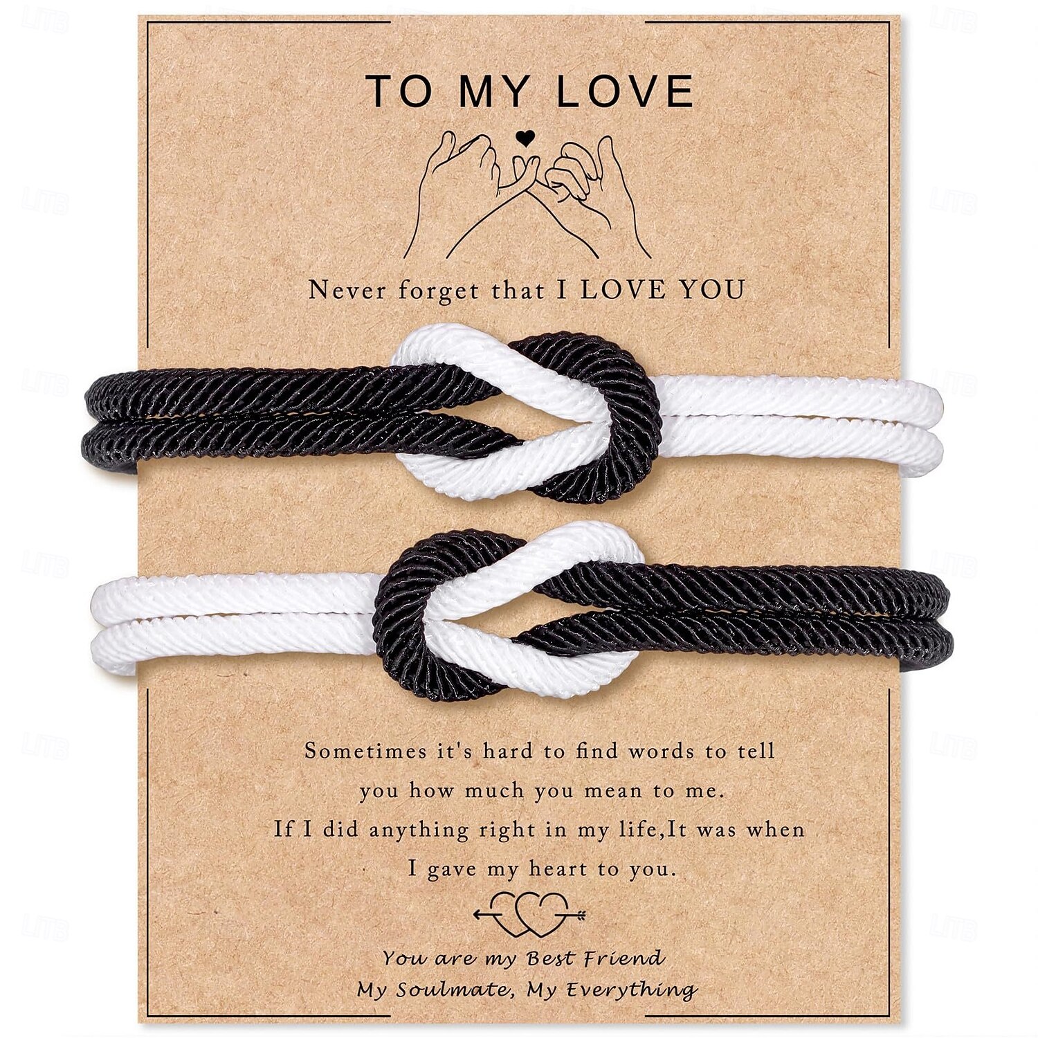 Ungent Them Bracciali Regolabili Per Coppie – Corda, Con Biglietto D'Auguri, Regalo Per Anniversario E San Valentino