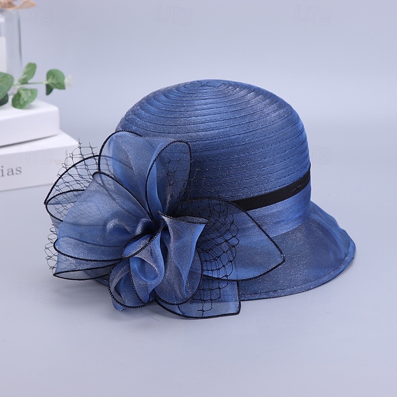 Klobouky Organza Kbelík Čajový dýchánek Dostih koktejl Elegantní Vinobraní Roztomilý S Květiny Přílba Pokrývky Hlavy 2025 - $17.99 –P6