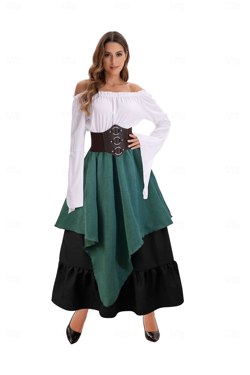 Retro Středověké Sukně Tričko Ren Faire Zvonové Nahoře nabírané Viking Elfí Dámské Keltské Pirát Fantazie předvečer Všech svatých Karneval Plesová maškaráda Běžné / Denní LARP Dospělé Tričko Sukn 2025 - $54.99 –P4