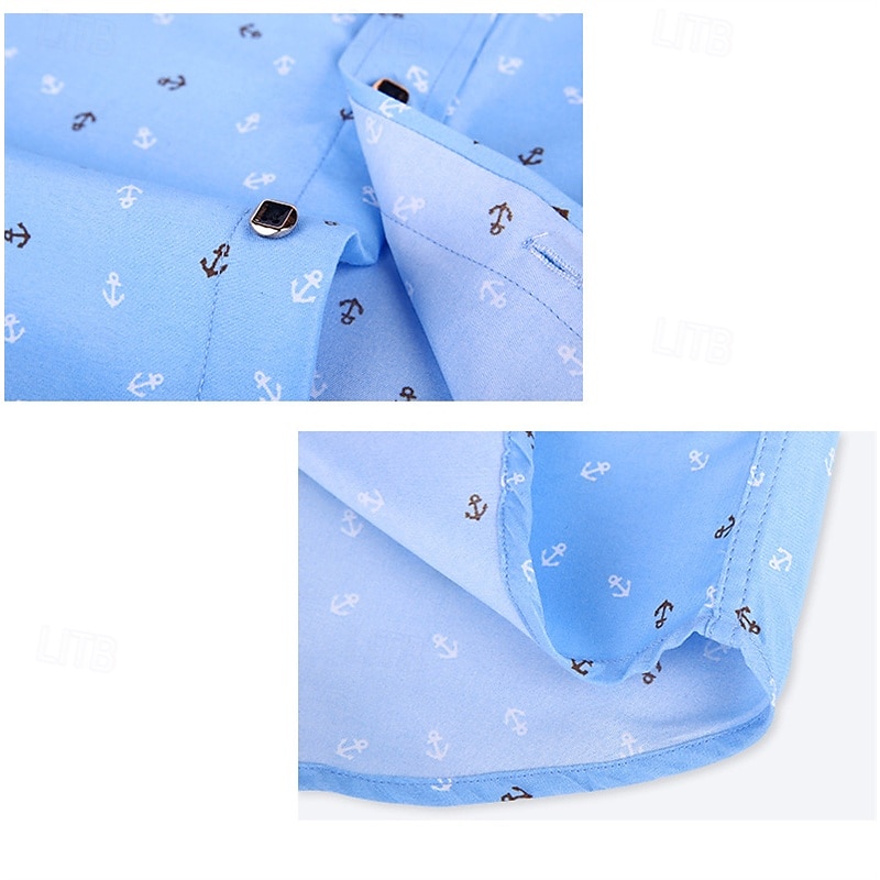 Herren Hemd Oberhemd Knopfhemd Anker Hochzeit Party Weiß Hellgrün Rosa Marineblau Langarm Kargen Frühling Herbst Bekleidung Tasche 2025 - $17.49 –P7