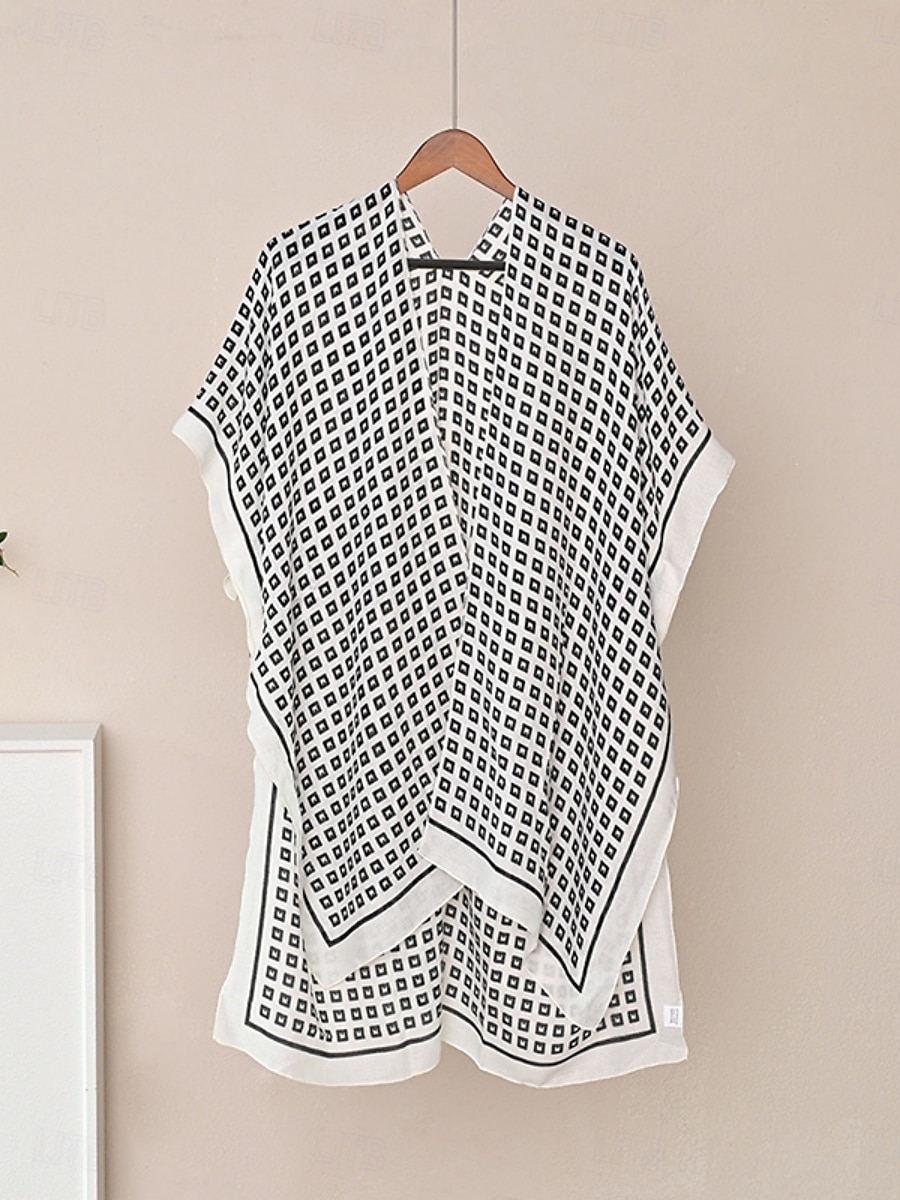 Mujer Bañadores Tapadera Vestido de Baño Traje de baño Vacaciones Ropa de playa Geométrico Escote en Pico Manga Larga Trajes de baño 2025 - $21.99 –P4