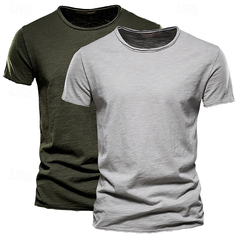 Homens Camiseta T-shirt Camiseta de bambu Manga Curta Gola Redonda Verão Tecido Moda Designer Básico Estilo Clássico Férias Rua Para Noite Preto+ Cáqui Branco+Verde Exército Azul+Caqui Top Tee para de 2025 por $27.99 –P6