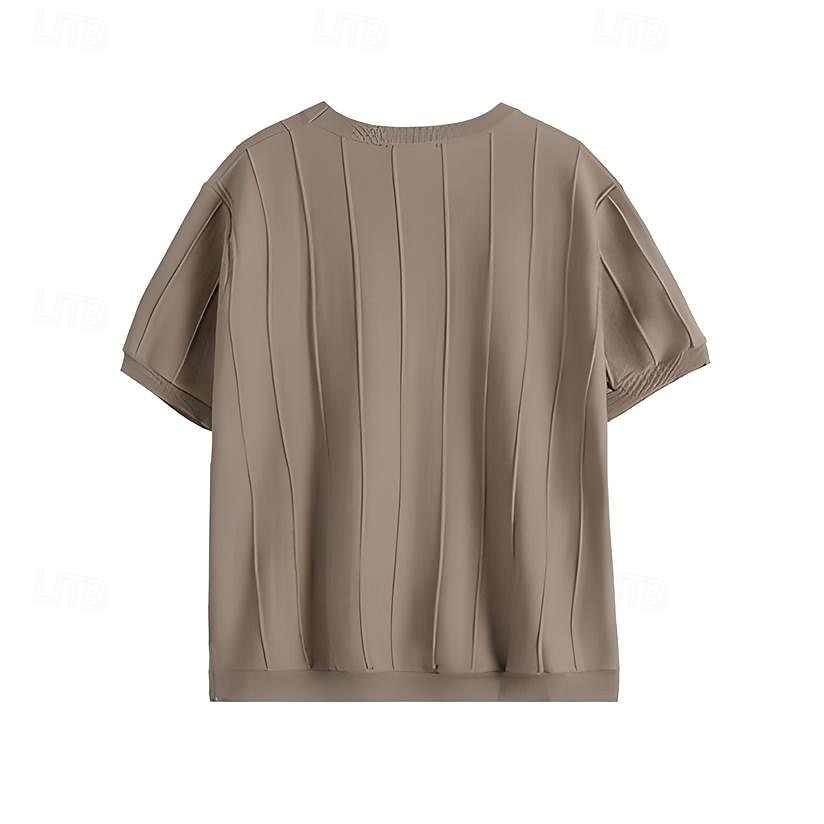 Men's T Shirt Short Sleeve Crew Neck Summer Spring Vertical Stripes Knitwear Elegant Vacation Knitting School Vacation Home Dark Red Black White Top Tee for Men 2025 - $27.99 –P3