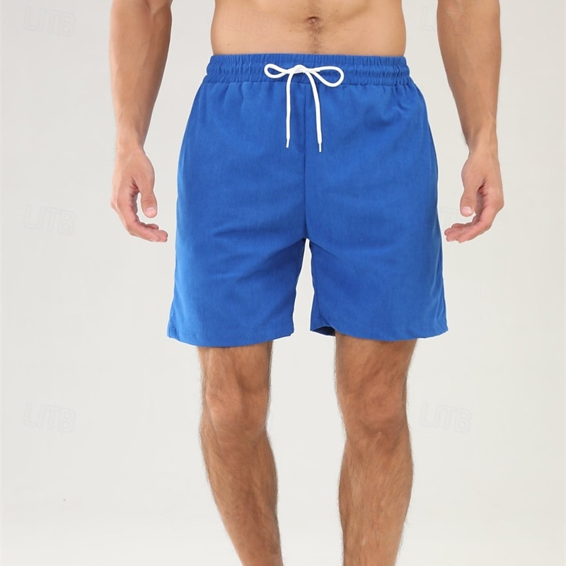 Per uomo Pantaloncini Pantaloncini estivi Pantaloncini casual Pantaloncini di velluto a coste Tasche A cordoncino Vita elastica Liscio Comfort Traspirante Breve Esterno Da mare Sport Informale Nero del 2026 a $16.49 –P6