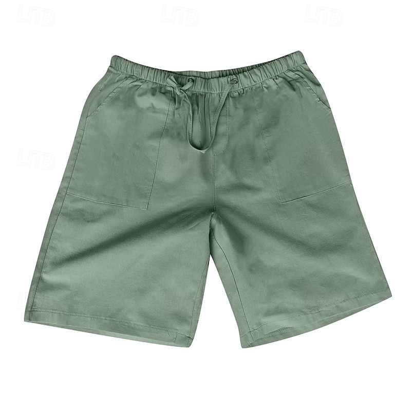 Herren Shorts Kurze Hosen Shorts aus Baumwollleinen Sommer-Shorts Strandshorts Kurze Hosen Tasche Kordelzug Elastische Taille Glatt Komfort Atmungsaktiv Kurz Urlaub Festtage Strand Hawaiianisch Boho 2025 - $16.49 –P13