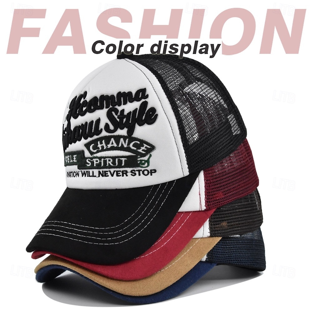 Homens Boné de beisebol Chapéu de sol Chapéu de caminhoneiro Tampa de malha Preto Vinho Algodão Ajustável Moda Roupa Diária Festival Letra Bordado Casual / Diário de 2025 por $9.99 –P1