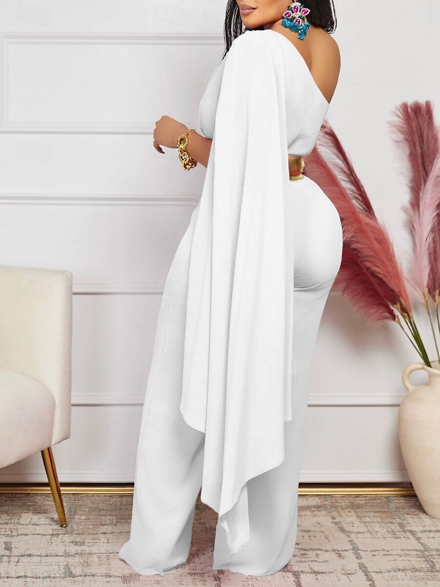 Kentucky Derby Women's Midi Dress Normal Jumpsuit Elegant Solid Color Sleeveless One Shoulder High Waist Party Cocktail Party Regular Fit Black White Red Summer 2025 - $44.99 –P6