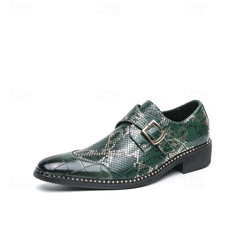 mocassins à imprimé serpent noir et blanc pour hommes avec détails en cuir verni et boucle – chaussures à enfiler élégantes pour les occasions formelles et décontractées de 2025 ? $46.99 –P1