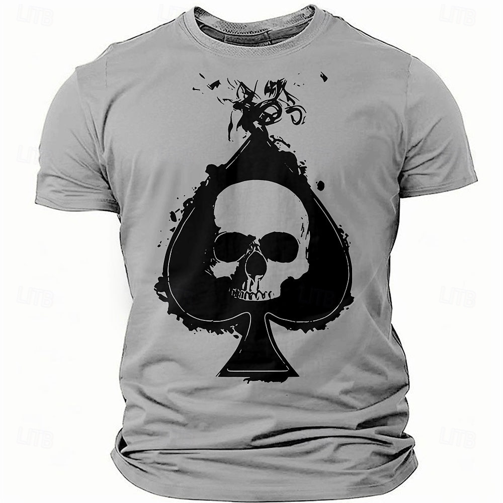 Hombre Cráneos Póker Camiseta Camiseta superior 100% Algodón Manga Corta Gráfico Camisa Rojo Verde Ejército Gris Camiseta cómoda Vacaciones Calle Ropa de diseñador de moda 2025 - $15.99 –P2