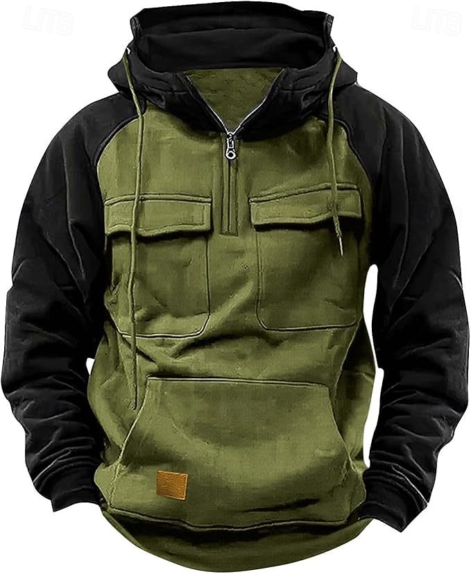 Hombre Sudadera Sudadera con capucha y cremallera de un cuarto Sudadera táctica con capucha Negro Rosa Vino Verde Ejército Azul Piscina Con Capucha Bloque de color Plano Retazos Bolsillo Deporte 2025 - $29.99 –P6
