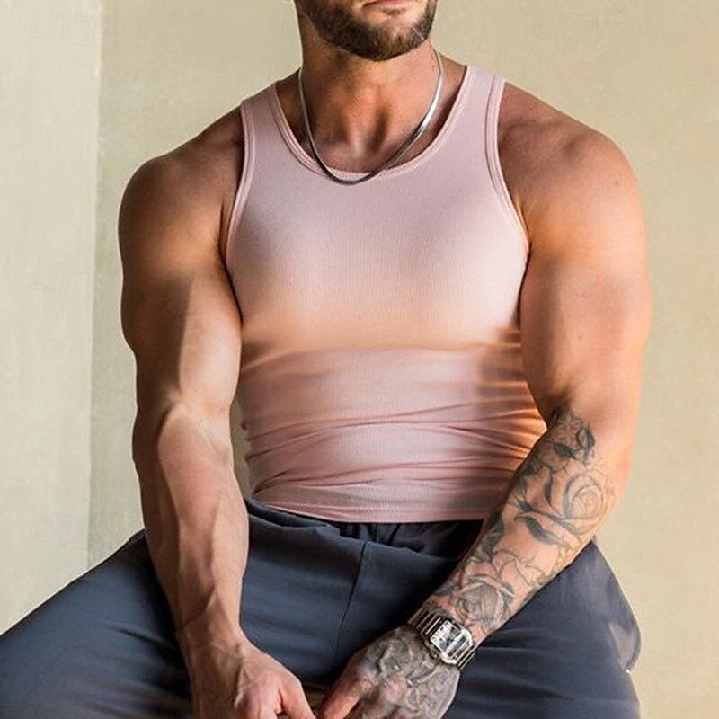 Herren Tank Top Weste Unterhemd Ärmelloses Shirt Ärmellos Rundhalsausschnitt Sommer Einfach Mode Designer Basic Schnelltrocknend Urlaub Straße Ausgehen Hellgelb Schwarz Weiß Top T-Shirt für Herren 2025 - $12.99 –P18