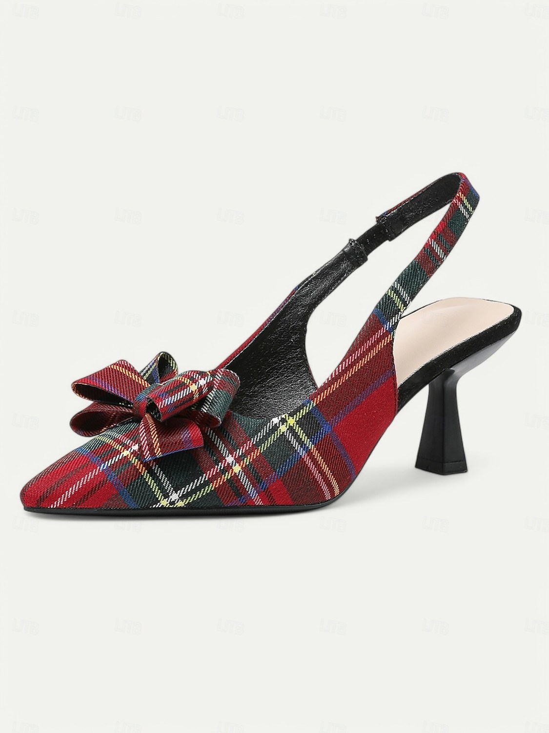 Women's Tartan Plaid Slingback Heels – Pointed Toe Kitten Heels with Bow Detail, Elegant Pumps for Parties & Office Wear 2026 - $34.99 –P4