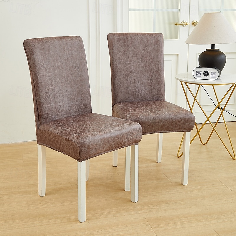 PU Leather fabric solid color chair cover waterproof Dining seat Chair Covers Hotel Banquet wedding Seat Covers Chair Protector 2025 - $25.99 –P4