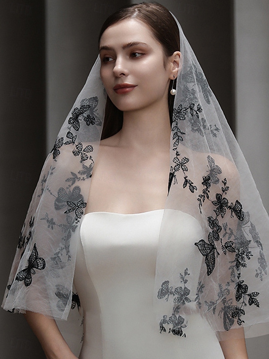 One-tier Comtemporary / Stylish Wedding Veil Elbow Veils with Faux Pearl Tulle 2025 - $23.99 –P3