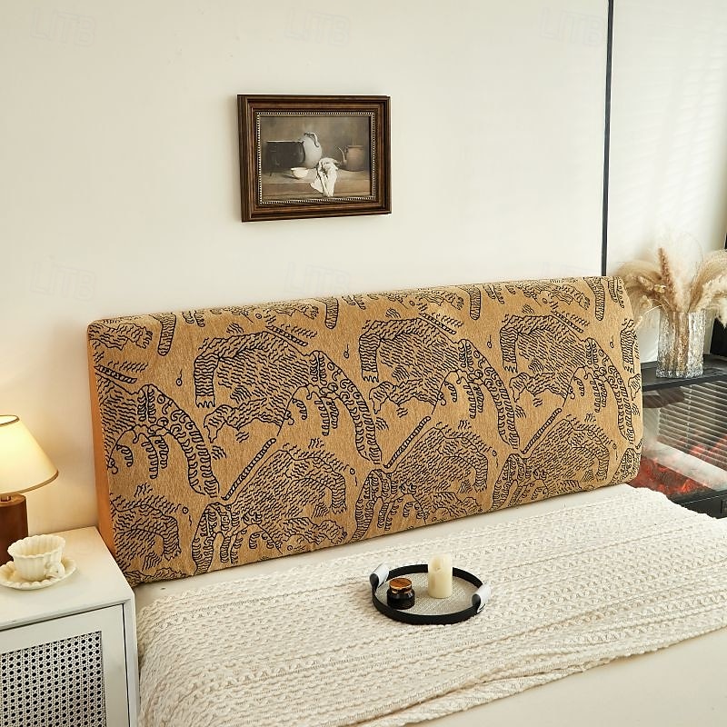 1pc Chenille Bed Headboard Cover Solid Color Elastic Bed Head Slipcover Leaves Printed All-inclusive Bed Backrest Cover Bedroom Available on Both Sides Headboard Cover 2025 - $25.99 –P15