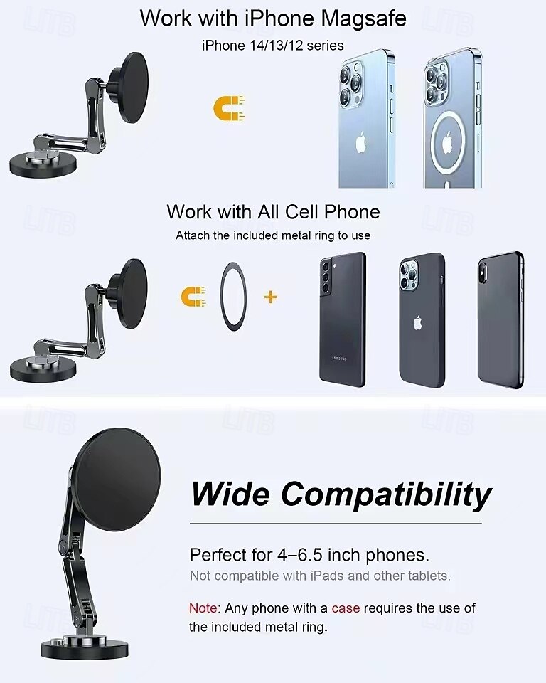 Magnetic Car Phone Holder Stand Dashborad Alloy Foldable Magnet Car Mount Smartphone Mobile Bracket For iPhone Samsung Xiaomi 2025 - $33.99 –P5