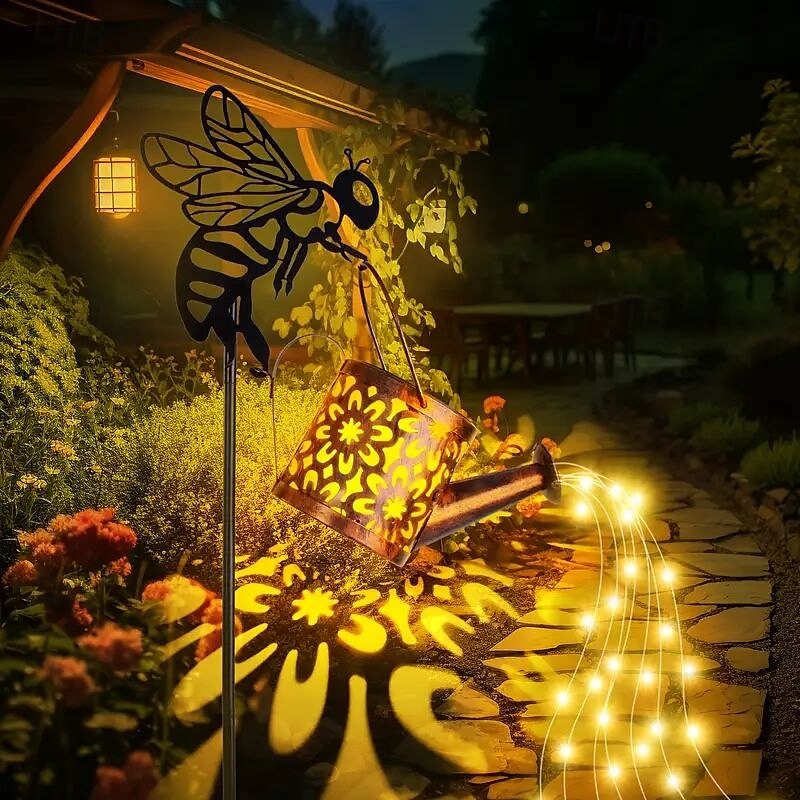 Lámpara solar para botella de agua con forma de abeja, lámpara colgante de hierro con forma de colibrí, lámpara de césped para exteriores resistente al agua para patio, bodas, campamentos y decoración 2025 - $31.99 –P8