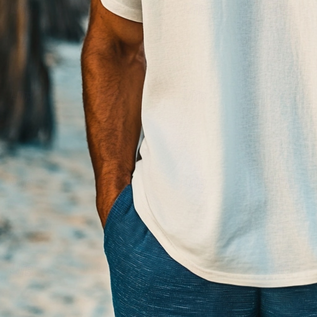 Men's Tee Cotton T Shirt Bamboo T-shirt Short Sleeve V Neck Summer Spring Solid Color Vintage Fashion Oversize Vacation Casual Daily White Top Tee for Men 2026 - $18.99 –P3