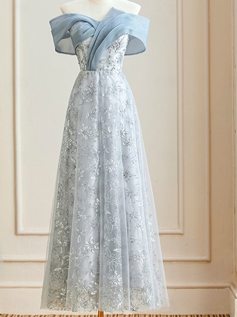 A-Line Bridesmaid Dress Off Shoulder Sleeveless Elegant Floor Length Nylon with Split Front 2025 - $103.99 –P1