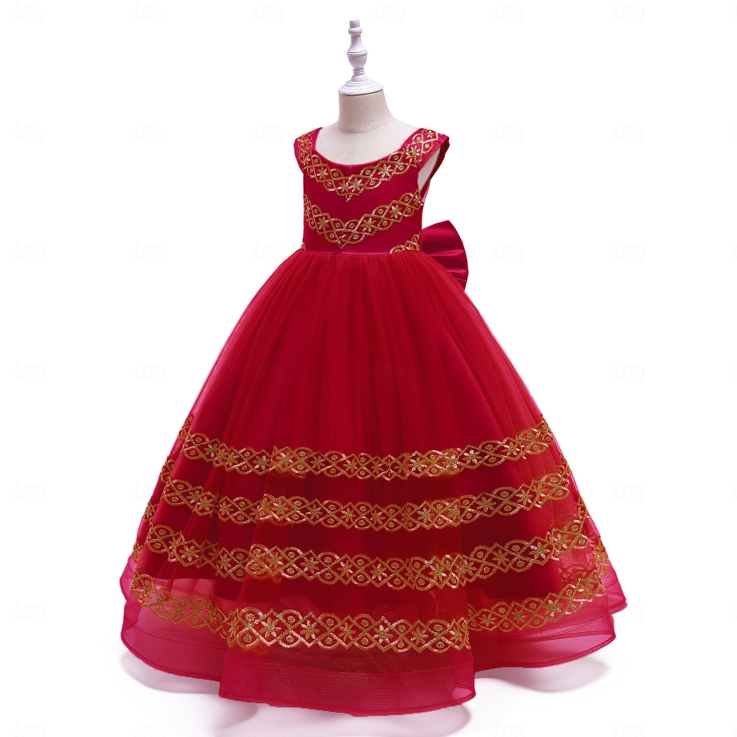 Princesa Longo Vestido para Meninas das Flores Festa de Casamento Meninas Lindo Vestido de Baile Renda com Apliques Estilo real Arco-Íris Ajuste 3-16 anos de 2025 por $77.99 –P3