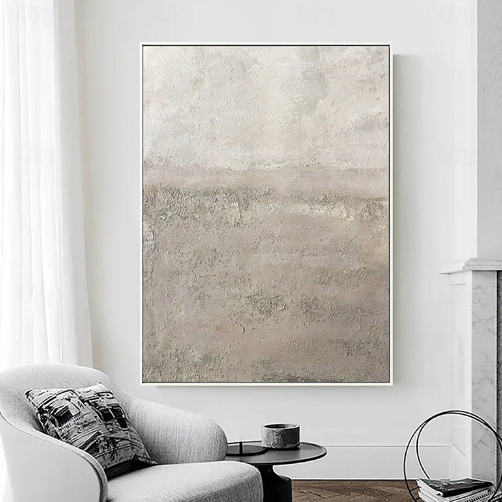 handgemachte weiße Kunst abstrakte Malerei Ölgemälde handgemalt weiße Wand Kunst braun 3D Textur Malerei handgemalt braun Strand Malerei Wand Kunst moderne Pastell Bild Zimmer Dekor 2025 - $94.99 –P6