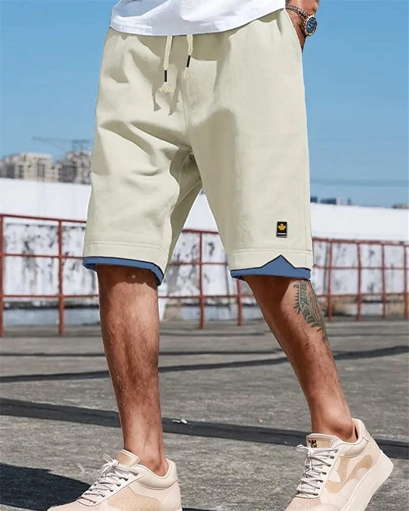 Per uomo Pantaloncini Pantaloncini estivi Pantaloncini casual Tasche A cordoncino Vita elastica Collage Comfort Traspirante Breve Esterno Da mare Sport Informale Nero Blu del 2026 a $12.49 –P16