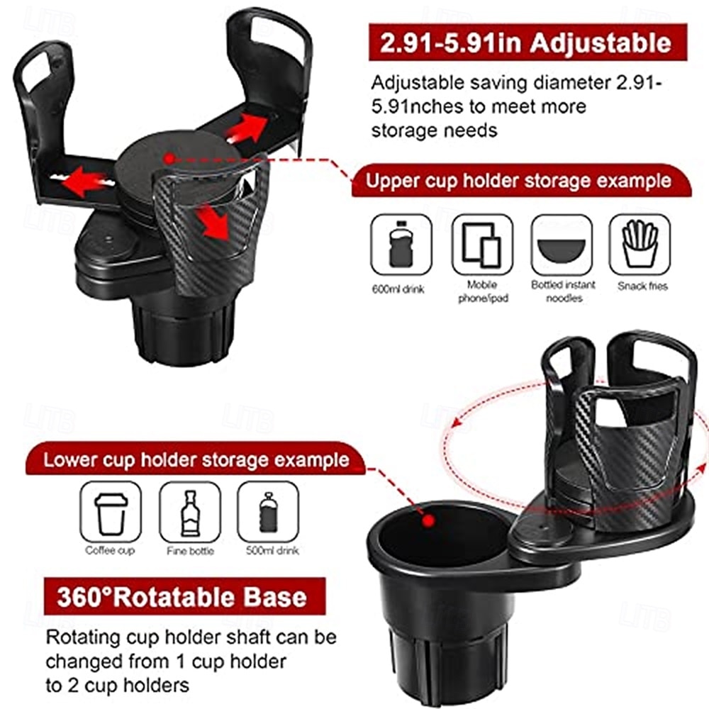 2 in 1 multifunctionele autobekerhouder autobekerhouder expander adapter 360 graden draaibare auto dubbele bekerhouder verstelbare standaard expander voor ronde bekerhouder 2025 - $17.99 –P7