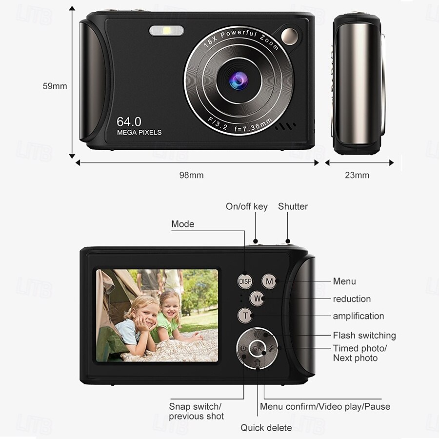 Auto Focus 64MP 4K Face Detection 2.4-inch 18X Zoom 650mah Rechargeable Battery Pocket Cinema Digital Compact Video Cameras 2025 - $76.99 –P14