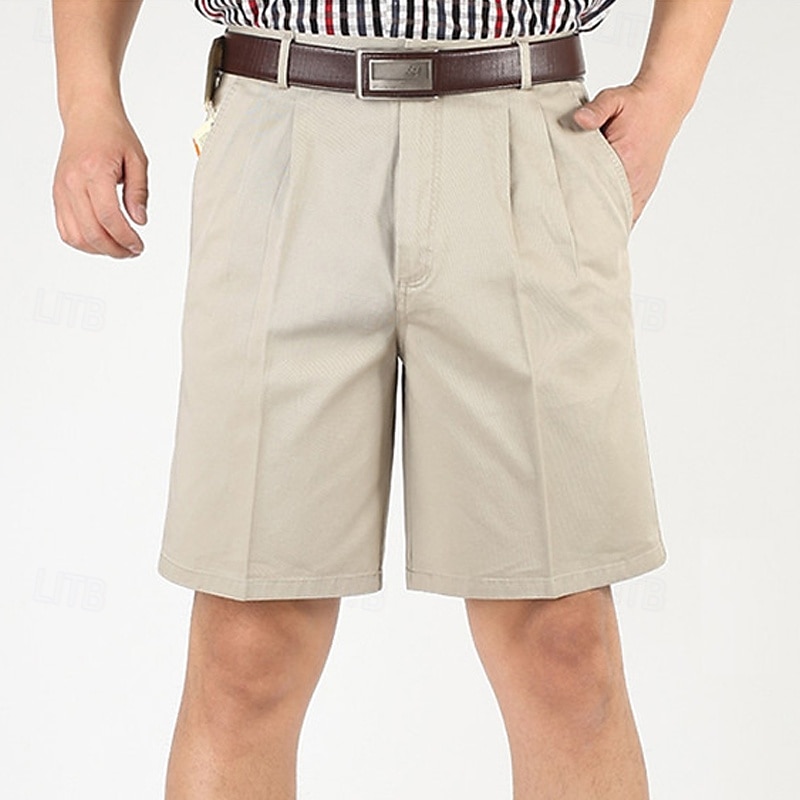 Herren Shorts Kurze Hosen Chino Bermuda Shorts Kleid-Shorts Bermudas Arbeitsshorts Gefaltet Tasche Gerade geschnitten Glatt Atmungsaktiv Kein Eisen Knielänge Outdoor Casual Täglich Modisch 2025 - $23.99 –P3