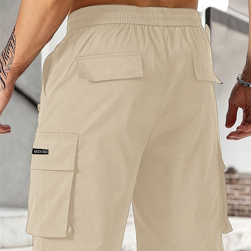 Homens Bermuda Cargo Calção Shorts de verão Com Cordão Cintura elástica Bolso multi Tecido Conforto Vestível Comprimento do joelho Ao ar livre Esporte Diário Moda Casual Preto Verde Claro de 2025 por $18.99 –P5