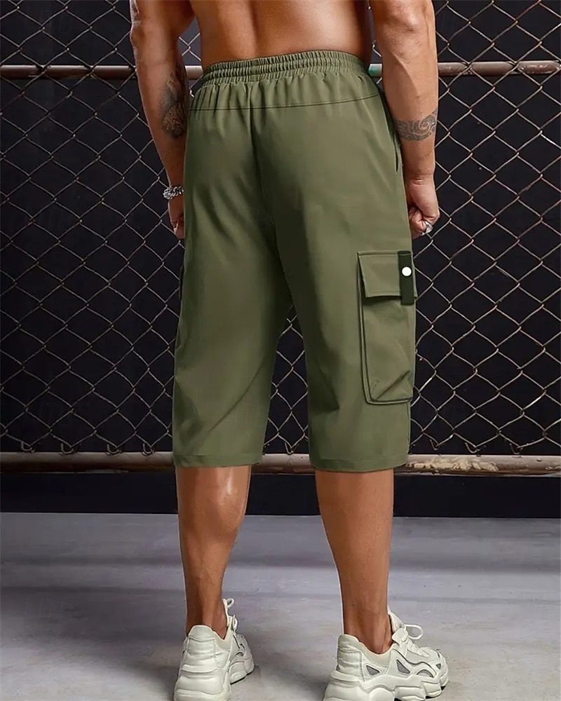Ανδρικά Σορτς φορτίου Καλοκαιρινό σορτς σορτς κάπρι Κορδόνι Ελαστική μέση Πολλαπλή τσέπη Σκέτο Άνεση Φοριέται Μήκος μοσχάρι ΕΞΩΤΕΡΙΚΟΥ ΧΩΡΟΥ Αθλημα Καθημερινά Μοντέρνα Καθημερινό Μαύρο Χακί 2026 - $26.99 –P9