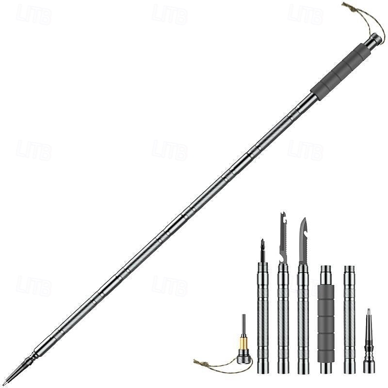 1 juego de bastones de senderismo multifuncionales: bastón de trekking plegable con cuchillo oculto &Brújula - Bastón de autodefensa para acampar & senderismo 2025 - $60.99 –P10
