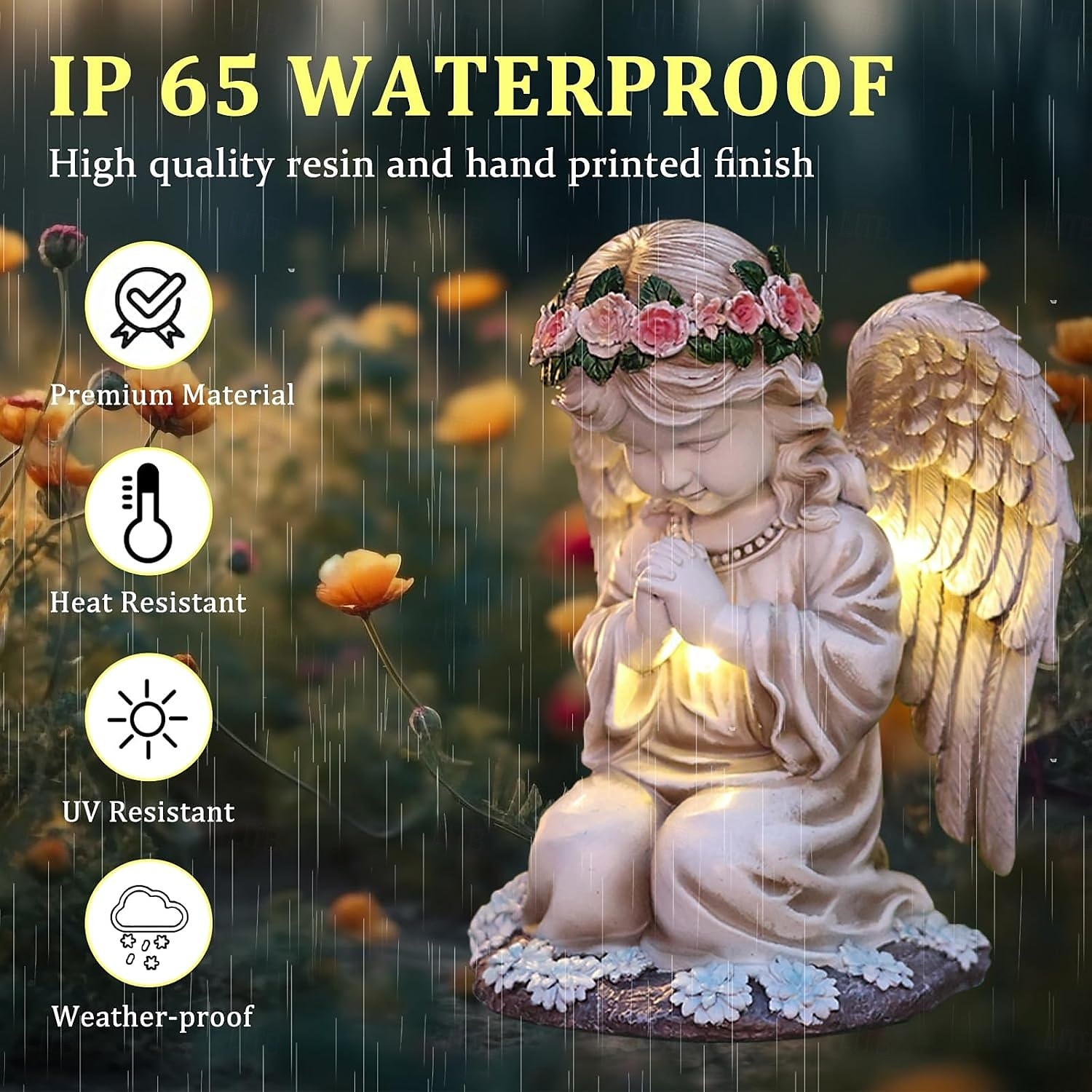 Solar Praying Angel Statue Light – Waterproof Garden Outdoor Light for ...