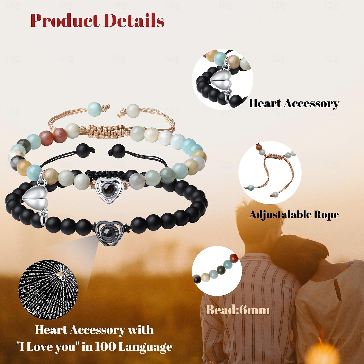 Pulseiras de Toque para Casais Pulseira de Amor Pulseiras Brilhantes para Casais Pulseiras de Toque de Longa Distância Presentes de Relacionamento à Distância para Namorada Joia de Emparelhamento de 2026 por $13.99 –P1