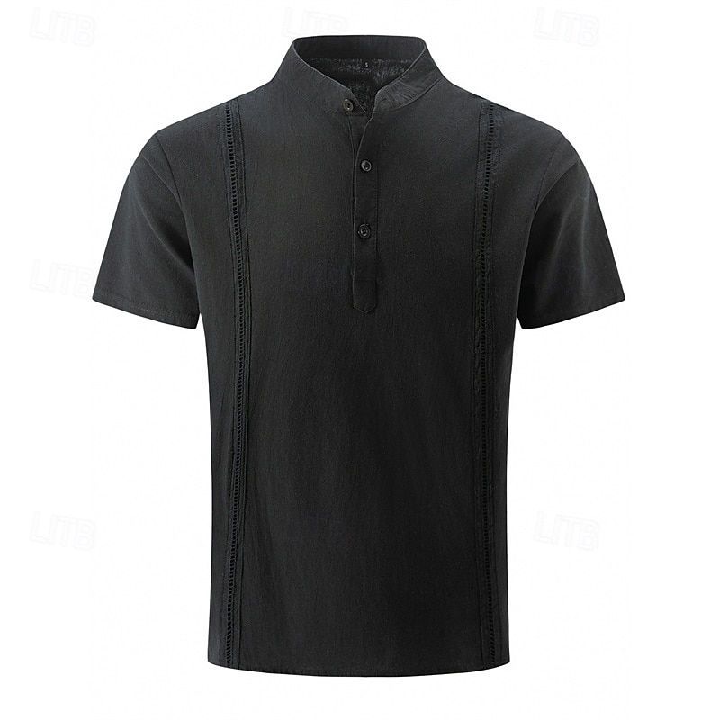 Per uomo Camicia Camicia di lino Camicia casual Camicia con Bottoni Camicia di cotone Semplice Vacanza Streetwear Nero Bianco Rosa Cachi Manica Corta Colletto alla coreana Estate Abbigliamento del 2025 a $23.99 –P8