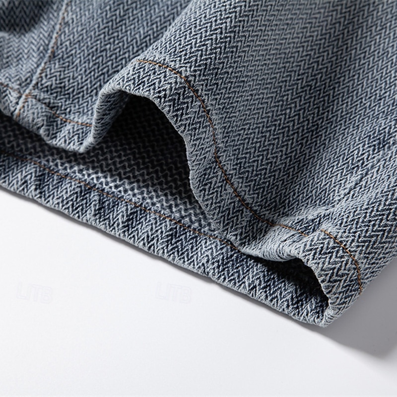 Herre Jeans Dongerishorts Knapper Lomme Gradert Knelengde utendørs Feriereise Avslappet Ferie Årgang Blå Grå Mikroelastisk 2025 - $20.99 –P15
