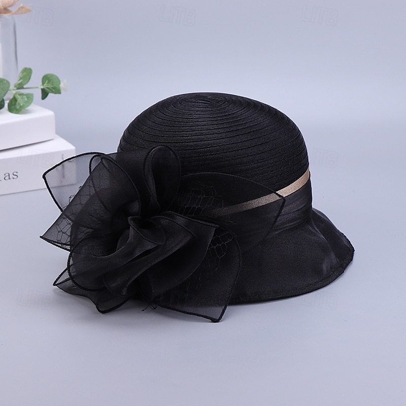Klobouky Organza Kbelík Čajový dýchánek Dostih koktejl Elegantní Vinobraní Roztomilý S Květiny Přílba Pokrývky Hlavy 2025 - $17.99 –P12